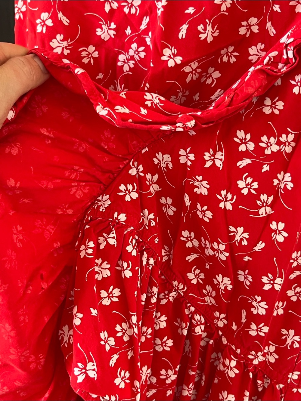 J.Crew Mercantile red floral faux-wrap dress with a ruffled hem - Picture 15 of 15
